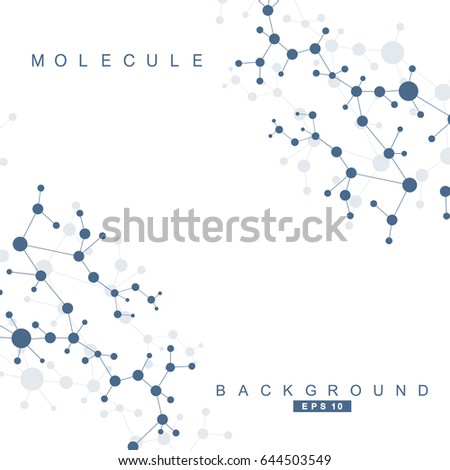Structure molecule and communication. Dna, atom, neurons. Scientific concept for your design. Connected lines with dots. Medical, technology, chemistry, science background. Vector illustration.