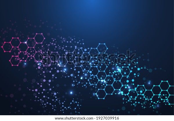 Structure molecule and communication. Dna,\
atom, neurons. Scientific concept for your design. Connected lines\
with dots. Medical, technology, chemistry, science background.\
Vector illustration.