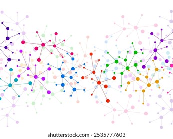 Molécula de estrutura e comunicação, fundo científico. Estrutura de comunicação tecnológica. Ilustração vetorial