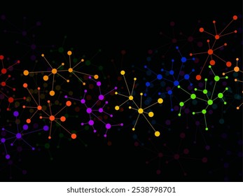 Molécula de estrutura e comunicação, fundo científico. Estrutura de comunicação tecnológica. Ilustração vetorial