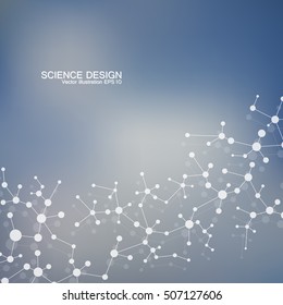 Structure molecule of DNA and neurons. Atom. Genetic and chemical compounds. Medicine, science and technology concept. Geometric abstract background. Vector illustration for your design.