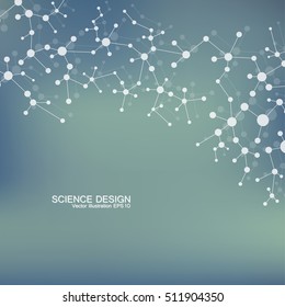 Structure molecule of DNA and neurons. Atom. Genetic and chemical compounds. Medicine, science and technology concept. Geometric abstract background. Vector illustration for your design.
