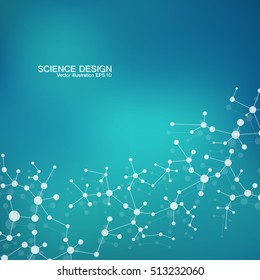 Structure molecule of DNA and neurons. Atom. Genetic and chemical compounds. Medicine, science and technology concept. Geometric abstract background. Vector illustration for your design.