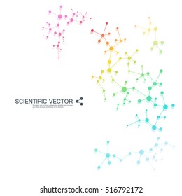 Structure molecule of DNA and neurons. Atom. Genetic and chemical compounds. Medicine, science and technology concept. Geometric abstract background. Vector illustration for your design.