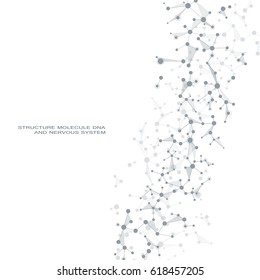 Structure molecule dna and neurons connected lines with dots genetic and chemical compounds medical or scientific background for banner or flyer vector illustration