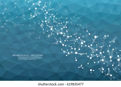 Structure molecule dna and neurons connected lines with dots genetic and chemical compounds medical or scientific background for banner or flyer vector illustration