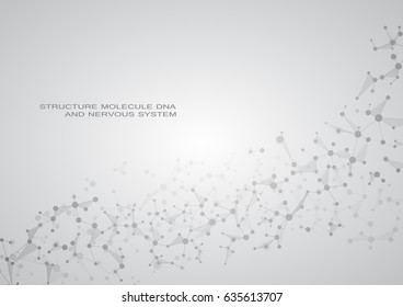 Structure molecule dna and neurons, connected lines with dots, genetic and chemical compounds, medical or scientific background for banner or flyer vector illustration