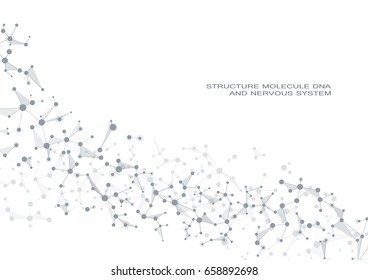 Structure molecule dna and neurons, connected lines with dots, genetic and chemical compounds, medical or scientific background for banner or flyer vector illustration