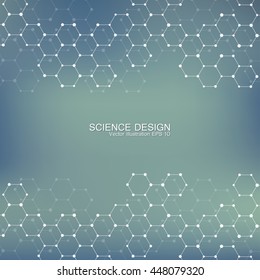 Structure molecule of DNA and neurons. Genetic and chemical compounds. Medicine, science and technology concept. Geometric abstract background. Vector illustration for your design.