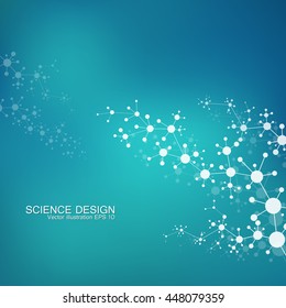 Structure molecule of DNA and neurons. Genetic and chemical compounds. Medicine, science and technology concept. Geometric abstract background. Vector illustration for your design.