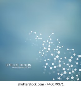 Structure molecule of DNA and neurons. Genetic and chemical compounds. Medicine, science and technology concept. Geometric abstract background. Vector illustration for your design.