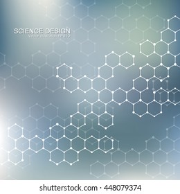 Structure molecule of DNA and neurons. Genetic and chemical compounds. Medicine, science and technology concept. Geometric abstract background. Vector illustration for your design.