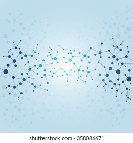 Structure molecule of DNA and neurons. Structural atom. Genetic and chemical compounds. Medicine, science and technology concept. Geometric abstract background. Vector illustration for your design.