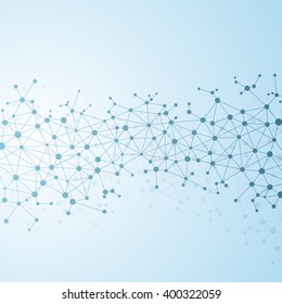 Structure molecule of DNA and neurons. Structural atom. Genetic and chemical compounds. Medicine, science and technology concept. Geometric abstract background. Vector illustration for your design.