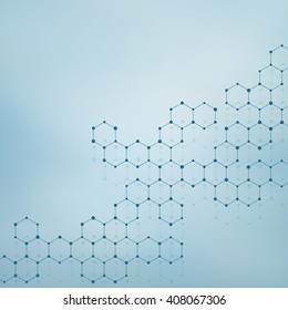 Structure molecule of DNA and neurons. Structural atom. Genetic and chemical compounds. Medicine, science and technology concept. Geometric abstract background. Vector illustration for your design.
