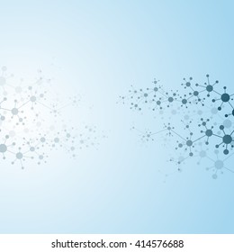 Structure molecule of DNA and neurons. Structural atom. Genetic and chemical compounds. Medicine, science and technology concept. Geometric abstract background. Vector illustration for your design.