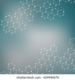 Structure molecule of DNA and neurons. Structural atom. Genetic and chemical compounds. Medicine, science and technology concept. Geometric abstract background. Vector illustration for your design.