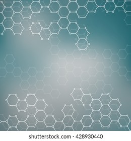 Structure molecule of DNA and neurons. Structural atom. Genetic and chemical compounds. Medicine, science and technology concept. Geometric abstract background. Vector illustration for your design.