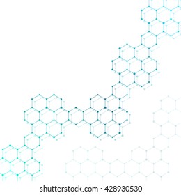 Structure molecule of DNA and neurons. Structural atom. Genetic and chemical compounds. Medicine, science and technology concept. Geometric abstract background. Vector illustration for your design.