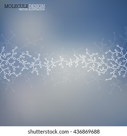 Structure molecule of DNA and neurons. Structural atom. Genetic and chemical compounds. Medicine, science and technology concept. Geometric abstract background. Vector illustration for your design.