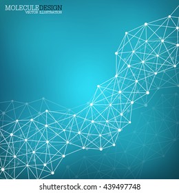 Structure molecule of DNA and neurons. Structural atom. Genetic and chemical compounds. Medicine, science and technology concept. Geometric abstract background. Vector illustration for your design.