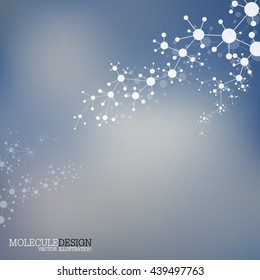 Structure molecule of DNA and neurons. Structural atom. Genetic and chemical compounds. Medicine, science and technology concept. Geometric abstract background. Vector illustration for your design.