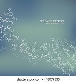 Structure molecule of DNA and neurons. Structural atom. Genetic and chemical compounds. Medicine, science and technology concept. Geometric abstract background. Vector illustration for your design.
