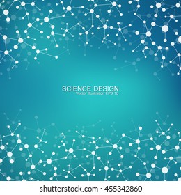 Structure molecule of DNA and neurons. Structural atom. Genetic and chemical compounds. Medicine, science and technology concept. Geometric abstract background. Vector illustration for your design.