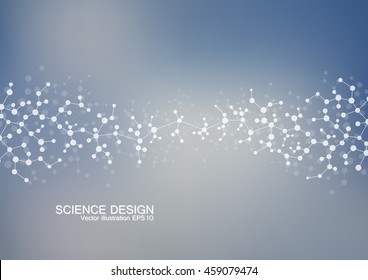 Structure molecule of DNA and neurons. Structural atom. Genetic and chemical compounds. Medicine, science and technology concept. Geometric abstract background. Vector illustration for your design.