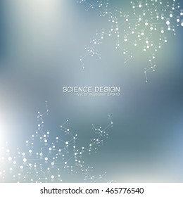 Structure molecule of DNA and neurons. Structural atom. Genetic and chemical compounds. Medicine, science and technology concept. Geometric abstract background. Vector illustration for your design.