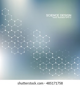 Structure molecule of DNA and neurons. Structural atom. Genetic and chemical compounds. Medicine, science and technology concept. Geometric abstract background. Vector illustration for your design.