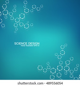 Structure molecule of DNA and neurons. Structural atom. Genetic and chemical compounds. Medicine, science and technology concept. Geometric abstract background. Vector illustration for your design.