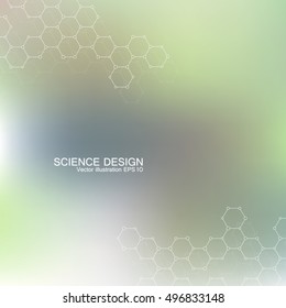 Structure molecule of DNA and neurons. Structural atom. Genetic and chemical compounds. Medicine, science and technology concept. Geometric abstract background. Vector illustration for your design.