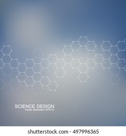 Structure molecule of DNA and neurons. Structural atom. Genetic and chemical compounds. Medicine, science and technology concept. Geometric abstract background. Vector illustration for your design.