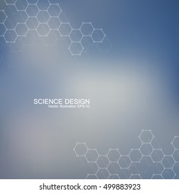 Structure molecule of DNA and neurons. Structural atom. Genetic and chemical compounds. Medicine, science and technology concept. Geometric abstract background. Vector illustration for your design.