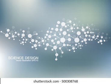 Structure molecule of DNA and neurons. Structural atom. Genetic and chemical compounds. Medicine, science and technology concept. Geometric abstract background. Vector illustration for your design.