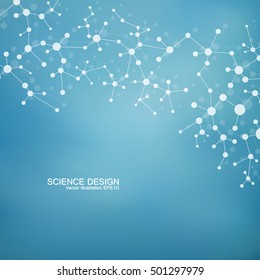Structure molecule of DNA and neurons. Structural atom. Genetic and chemical compounds. Medicine, science and technology concept. Geometric abstract background. Vector illustration for your design.