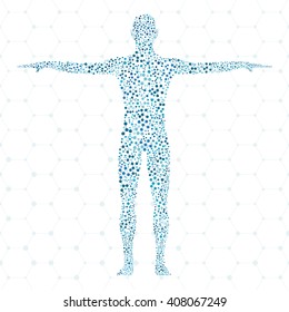 Structure molecule of man. Abstract model human body of DNA . Vector illustration. Medicine, science and technology.