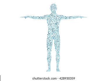 Molécula de estructura del hombre. Modelo abstracto del cuerpo humano del ADN. Medicina, ciencia y tecnología.