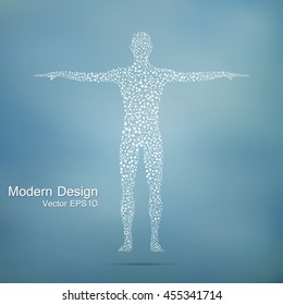 Structure molecule of man. Abstract model human body of DNA . Medicine, science and technology. Scientific Vector for your design.