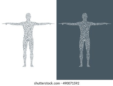 Structure molecule of man. Abstract model human body of DNA . Medicine, science and technology. Scientific Vector for your design.