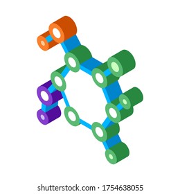 Estructura Molécula Médica Biomaterial vector signo isométrico. ilustración de símbolo aislado de color