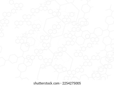 Structure molecule science background. Abstract scientific hexagon network. White concept design vector.