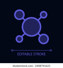 Structure of molecules pixel perfect glassmorphism ui icon for dark theme. Color filled line element with transparency. Isolated vector pictogram for night mode. Editable stroke