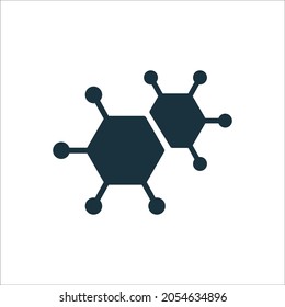 Structure Network Molecular Silhouette Icon. Atom Connect Structure Glyph Pictogram. Shape Molecule Hydrogen, Oxygen, Water Icon. Isolated Vector Illustration.