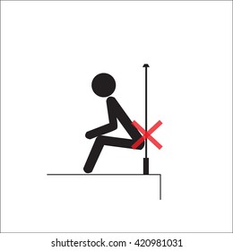 The structure is not strong do not sit. Not Allowed Sign, warning symbol, vector illustration. 