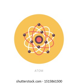 Structure of the nucleus of the atom icon. Yellow theme concept