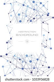 Structure of particles or molecules. Connected line and dots. Conceptual illustration of technology communication or data algorithm. Vertical poster