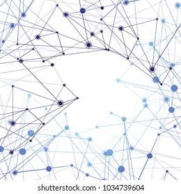 Structure of particles or molecules. Connected line and dots. Conceptual illustration of technology communication or data algorithm. Background with abstract texture