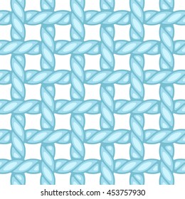Structure of plain-woven fabric, colored in blue and isolated on white